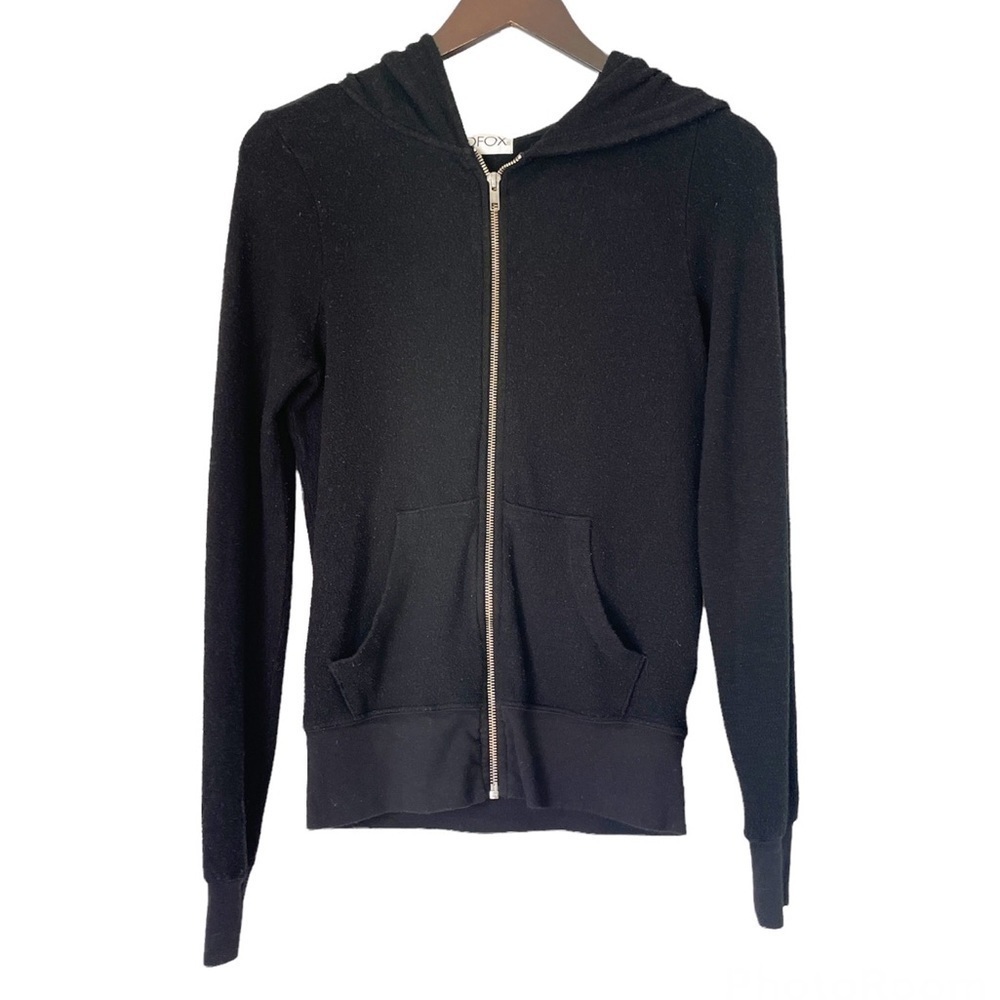 Wildfox Solid Black Basic Tracksuit Full Zip Hood… - image 5